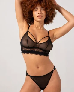 Pitsi Mesh Strappy Demi Läpikuultavat Rintaliivit Musta<UNDERSTATEMENT Fashion