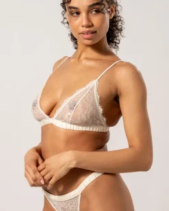Pitsi-satiini Bralette Valkoinen<UNDERSTATEMENT Clearance