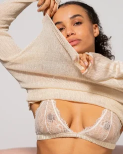 Pitsi-satiini Bralette Valkoinen<UNDERSTATEMENT Clearance