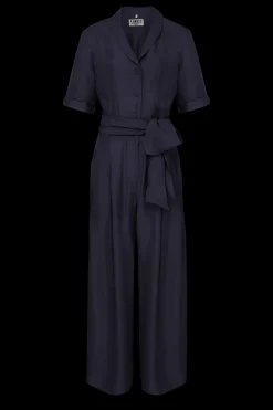 Planet Rayon Jumpsuit Navy Blue<KOMODO Hot