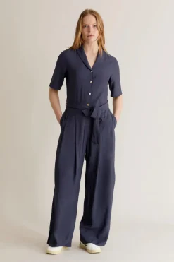 Planet Rayon Jumpsuit Navy Blue<KOMODO Hot
