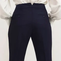 Pleated Wool Trouser Cropped in Navy<Studio Heijne Best Sale