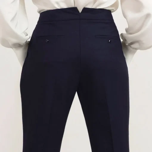 Pleated Wool Trouser Cropped in Navy<Studio Heijne Best Sale