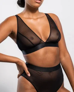 Plunge Bralette Mesh Mania Musta<UNDERSTATEMENT Cheap