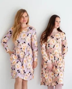 Pocketed Dress Aprikoosin Kukka Purple<Melli EcoDesign New