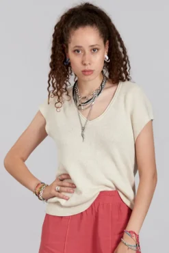 Polly Cotton Top Ivory White<KOMODO Best