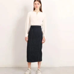 Prime Midi Length Pencil Skirt Pinstripe<Studio Heijne Cheap