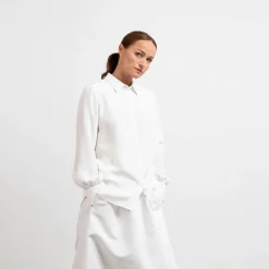 Puff Sleeve Silk Crepe Shirt<Studio Heijne Hot