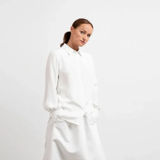 Puff Sleeve Silk Crepe Shirt<Studio Heijne Hot
