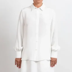 Puff Sleeve Silk Crepe Shirt<Studio Heijne Hot