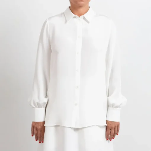 Puff Sleeve Silk Crepe Shirt<Studio Heijne Hot