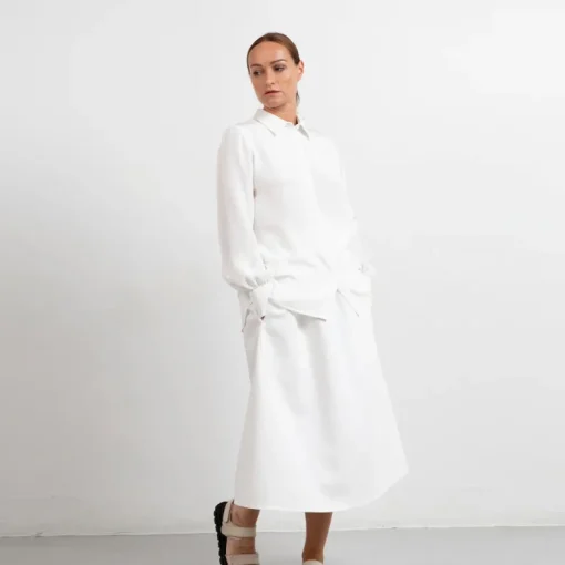 Puff Sleeve Silk Crepe Shirt<Studio Heijne Hot