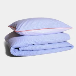 Puuvilla Percale Stripe tyynyliina Sininen Raita Oranssi Piping<HOMEHAGEN Flash Sale