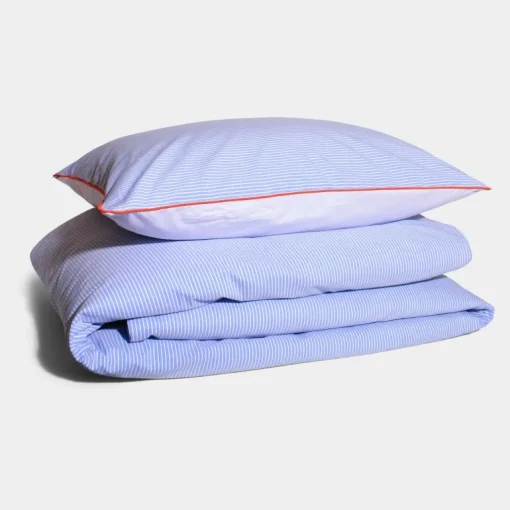 Puuvilla Percale Stripe tyynyliina Sininen Raita Oranssi Piping<HOMEHAGEN Flash Sale