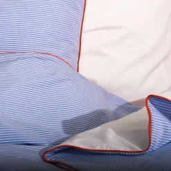 Puuvilla Percale Stripe tyynyliina Sininen Raita Oranssi Piping<HOMEHAGEN Flash Sale