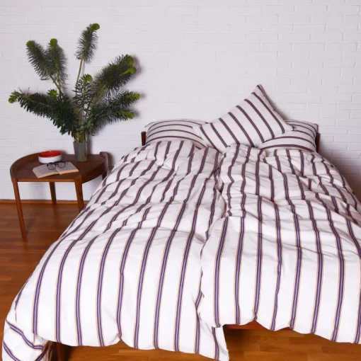 Puuvillaperkaalipussilakanasetti Kerma Raita<HOMEHAGEN Sale