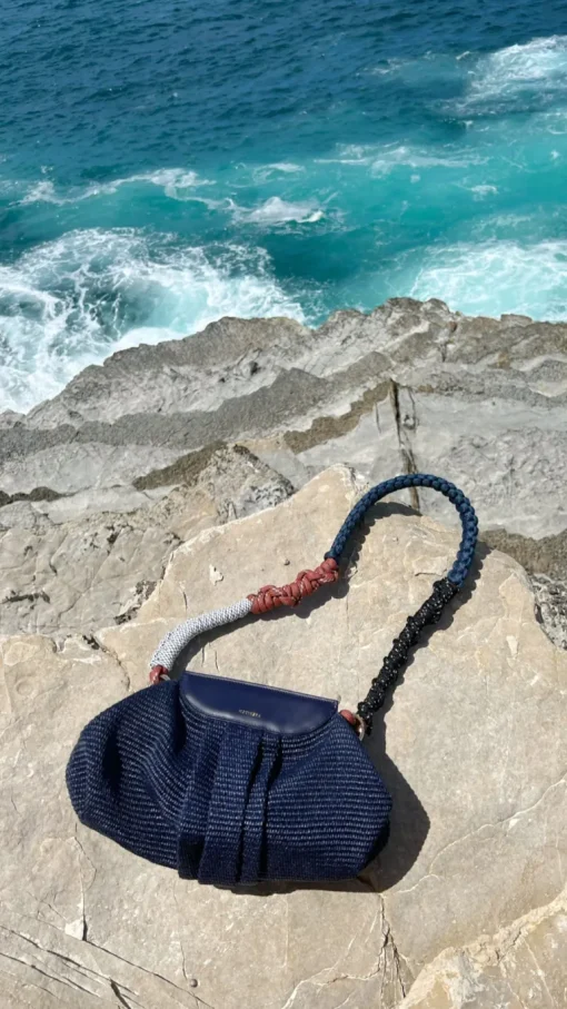 Raffia Cloud Bag Blue<NOVINSKA Cheap