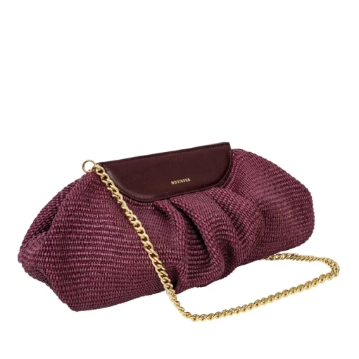 Raffia Cloud Bag Burgundy Red<NOVINSKA Fashion