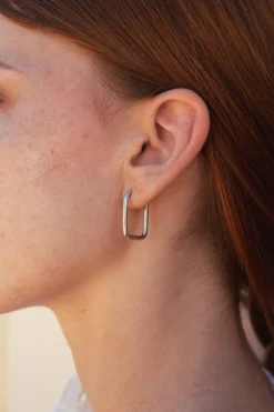 Rectangular Earrings Silver<JOIA Shop