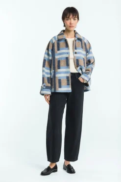Reizei Jacket Square Jacquard Blue Beige<Kings Of Indigo Online
