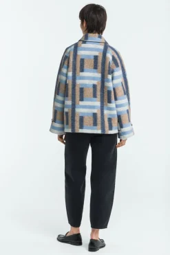 Reizei Jacket Square Jacquard Blue Beige<Kings Of Indigo Online