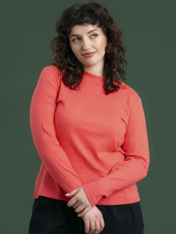 Renata Long Sleeve Top Coral Pink Ribbi<Aarrelabel Store