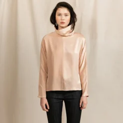 Revolution Cowl Neck Silk Blouse Pink<Studio Heijne Hot