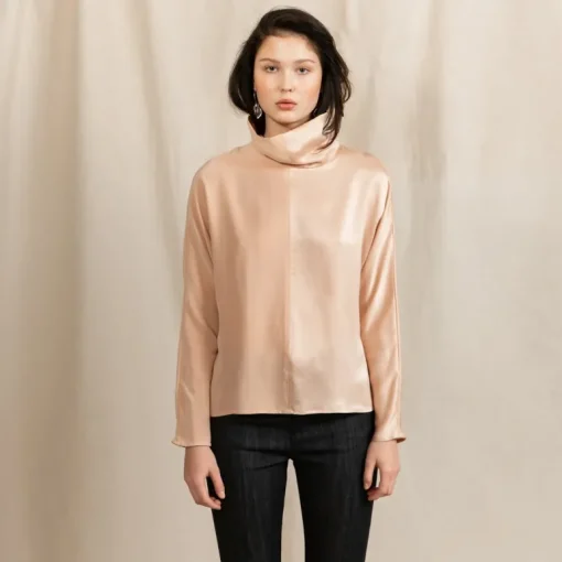 Revolution Cowl Neck Silk Blouse Pink<Studio Heijne Hot