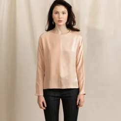 Revolution Round Neck Silk Blouse Pink<Studio Heijne Shop