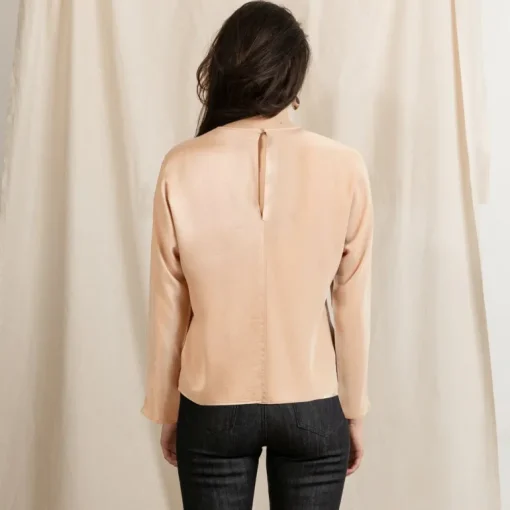 Revolution Round Neck Silk Blouse Pink<Studio Heijne Shop