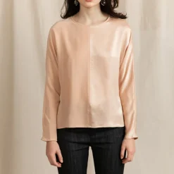 Revolution Round Neck Silk Blouse Pink<Studio Heijne Shop