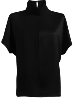 Revolution Short Sleeve Cowl Neck Silk Top Black<Studio Heijne New