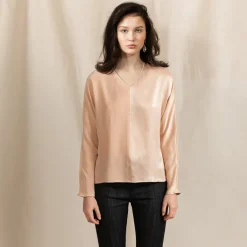 Revolution V-neck Silk Blouse Pink<Studio Heijne Fashion