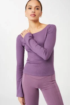 Ribbed Boat Neckline Grape<MANDALA Outlet
