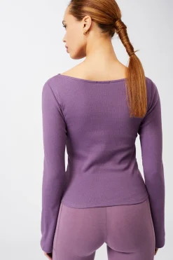Ribbed Boat Neckline Grape<MANDALA Outlet