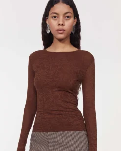 Rodebjer Henna Swirl Top Dark Brown<Swedish Stockings Fashion