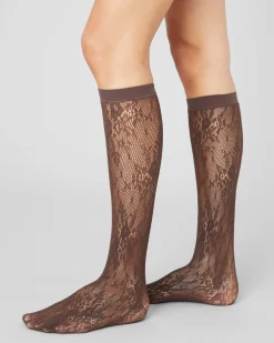 Rosa Lace Knee-Highs Dark Brown<Swedish Stockings Hot