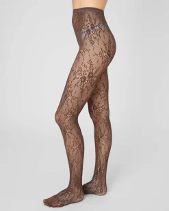 Rosa Lace Tights Dark Brown<Swedish Stockings Clearance