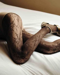 Rosa Lace Tights Dark Brown<Swedish Stockings Clearance