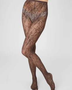 Rosa Lace Tights Dark Brown<Swedish Stockings Clearance