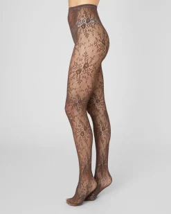 Rosa Lace Tights Dark Brown<Swedish Stockings Clearance