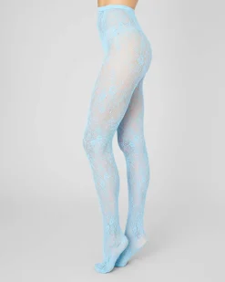 Rosa Lace Tights Sky Blue<Swedish Stockings Best Sale