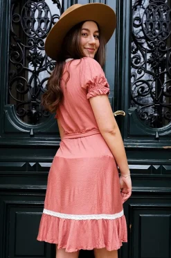 Rosalia Wrap Dress Dark Pink<ANGELL Clearance