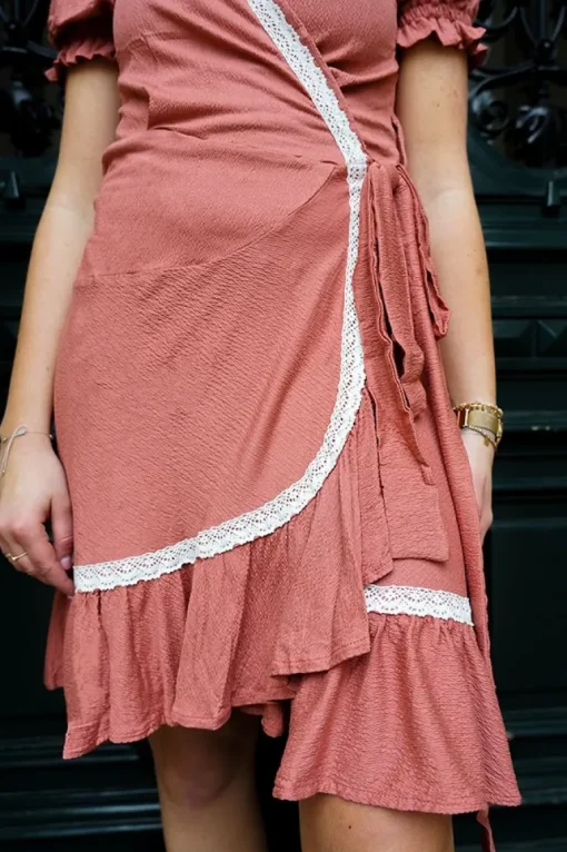 Rosalia Wrap Dress Dark Pink<ANGELL Clearance