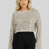 Rue Sequins Long Sleeve Top Champagne<GUAJA. Fashion