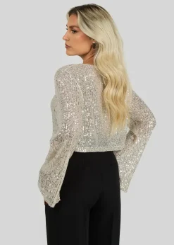 Rue Sequins Long Sleeve Top Champagne<GUAJA. Fashion
