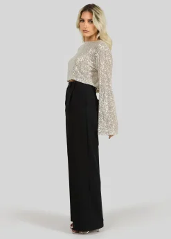 Rue Sequins Long Sleeve Top Champagne<GUAJA. Fashion