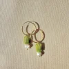 Sage Hoops Green/Gold<NAKU Jewellery Shop