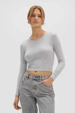 Neulottu Crop Top Harmaa Meleerattu<Saint Body Store