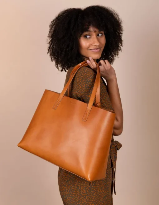 Sam Classic Leather Shopper Bag Cognac<O My Bag Best Sale